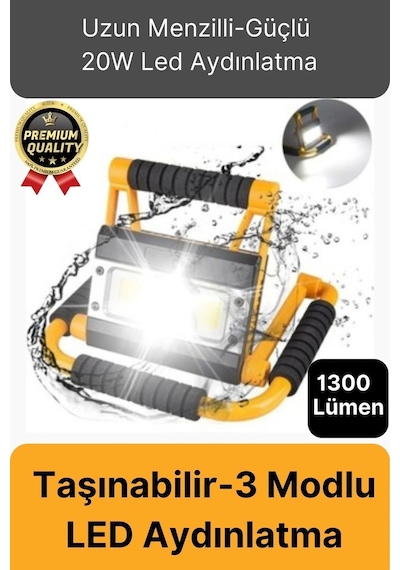 Özel Üretim Taşınabilir 3 Modlu 6500k Renk Sıcaklığı 20w Led 1300 Lümen Ayaklı Projektör Aydınlatma