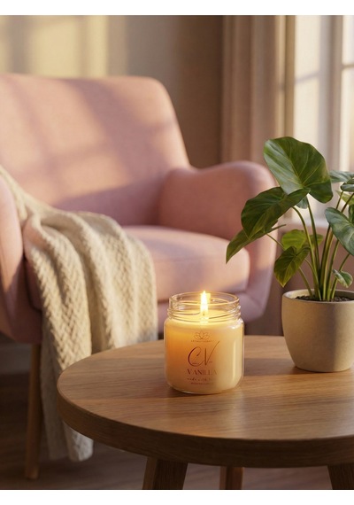 Vanilya Kokulu Mum-%100 Doğal Soya Wax Mum-aromaterapi Mum-şeffaf Kapaklı Şişe 100cc Beyaz