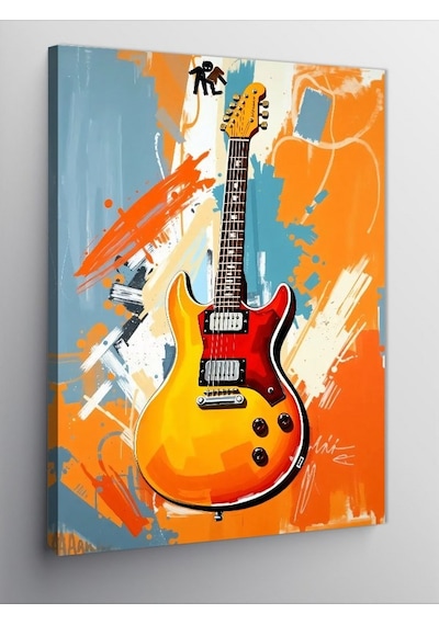 Kanvas Tablo Turuncu Elektrogitar 70cmx100cm