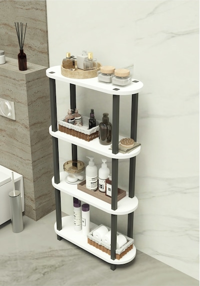 Soft 4 Katlı Banyo Düzenleyici Çok Raflı Banyo Organizeri Çok Amaçlı Banyo Düzenleyici - Beyaz Beyaz