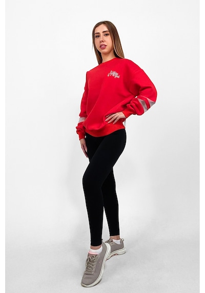 Nature The Brand Ntb Kolda Pvc Şerit Detaylı Oversize Sweatshirt Kırmızı