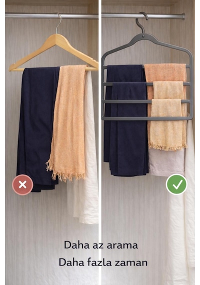 Plastik 4 Katlı Askı Organizer - Yer Tasarruflu Askı Plastik Gri Tr Diğer