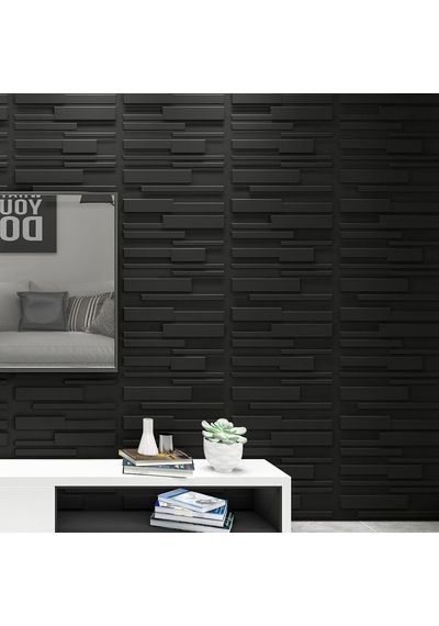 A10032bk Dekoratif Pvc Duvar Panelleri, 32 Ayak Kare, 3d Dikdörtgen 3-siyah, Sq Ft