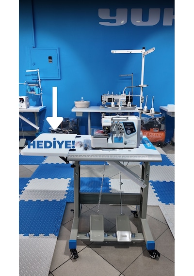 Yuki Yk-847-4d 4 İplik Overlok Makinası Kısa Masalı Açılıp Kapanabilen Yan Masa li Yok