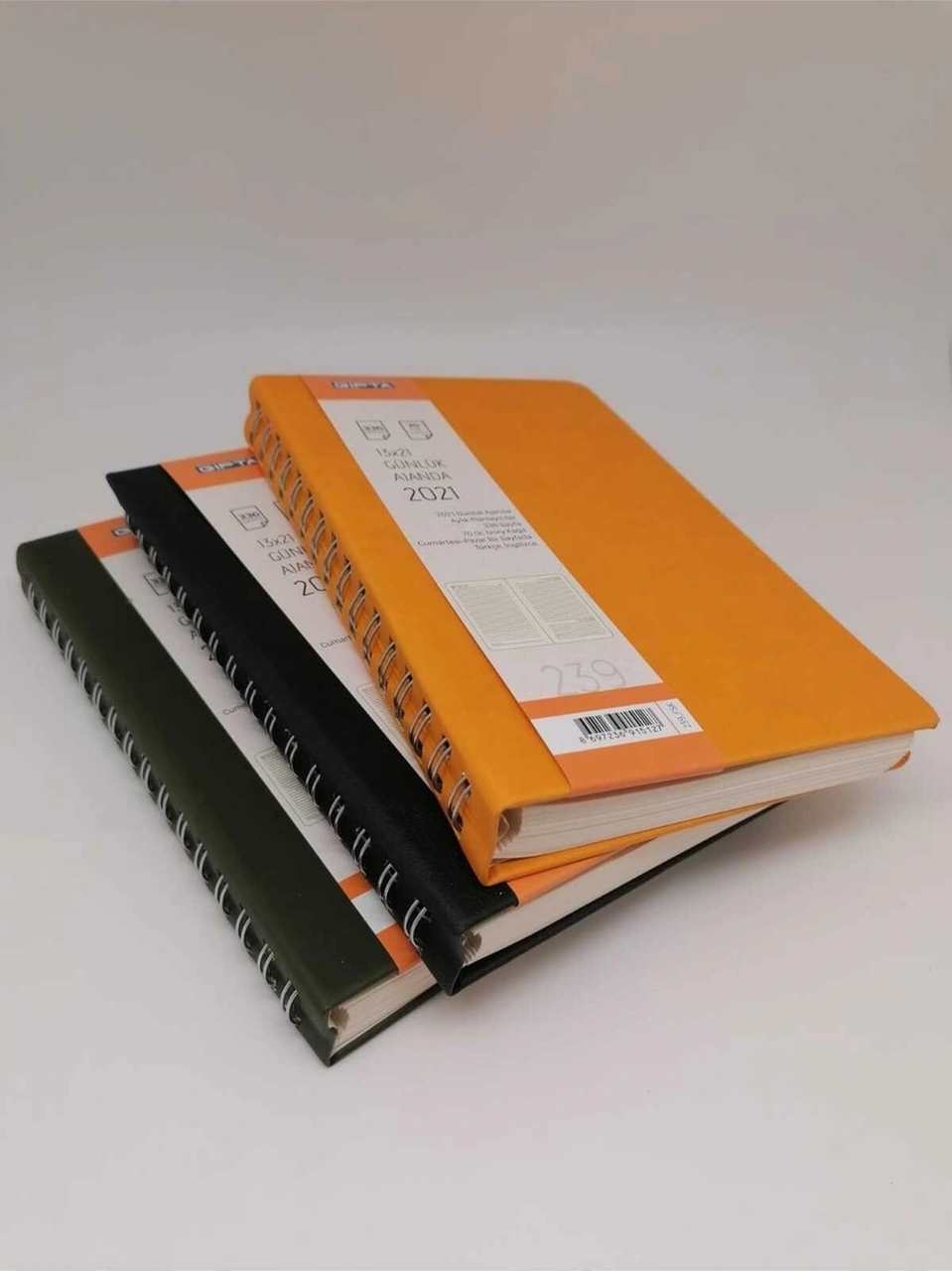 239-fsk 13x21 Gizli Spiralli Eski Ajanda 3'lü Karışık