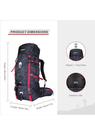 Quick Up Quickup Hiking Sırt Çantası 65 Litre-siyah-kırmızı Diğer
