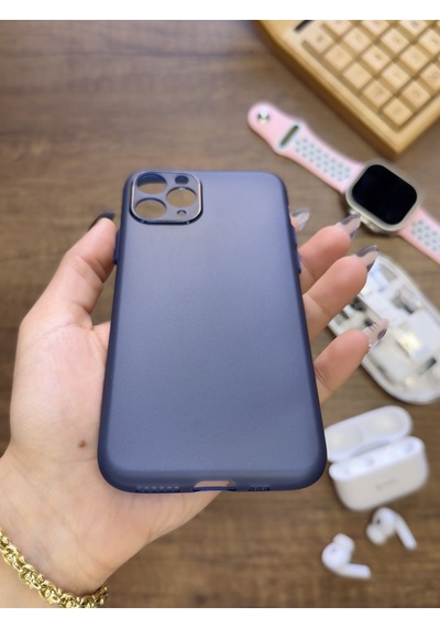 Apple iPhone 11 Pro Uyumlu Süper İnce Mat Ultra Thin Silikon Kılıf Lacivert
