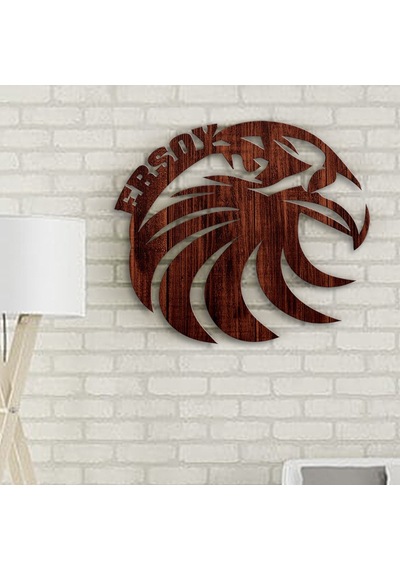 Bk Gift Kişiye Özel İsimli Kartal Tasarımlı Ahşap Duvar Objesi Model A3 Akgn12043 Renkli