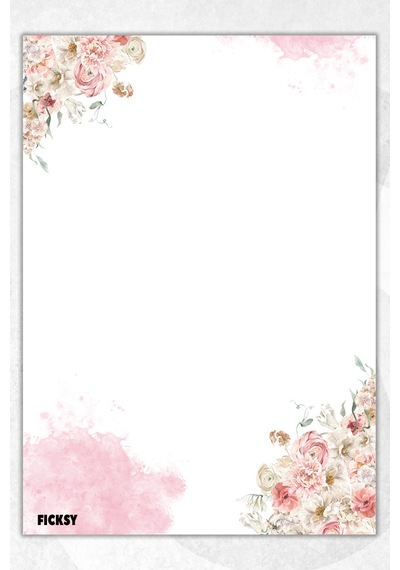 A5 Çiçek Bloknot Çizgisiz Defter - 50 Yaprak - Memopad - Notepad - Not Defteri - Not Kağıdı - 2971 Çok Renkli
