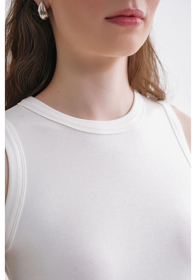 Mixray 2012 Kadın Slim Fit Basic Atlet Beyaz