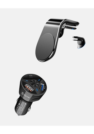 Araç İçi Telefon Tutucu + Quick Charge 3.0 Araç Şarj Cihazı Seti Cn