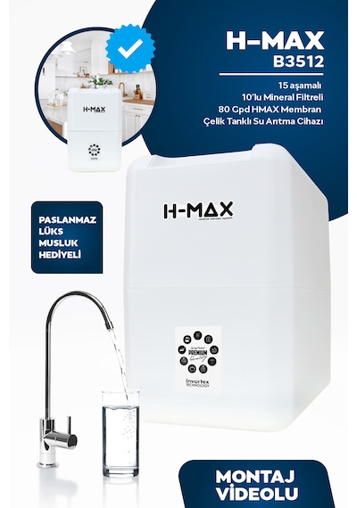 8l Çelik Tank 15 Aşama Multi Mineral 80gpd Su Arıtma Cihazı B3512