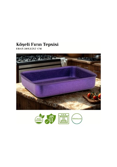 2li Granit Köşeli Tepsi Seti - Violet Violet