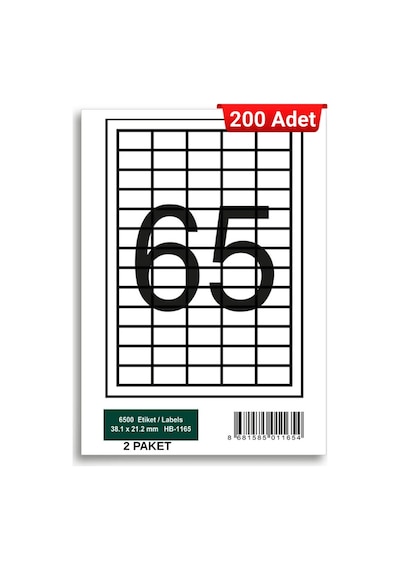 Herboy Hb-1165 38,1 X 21,2 Mm A4 Laser Etiket 200 Adet