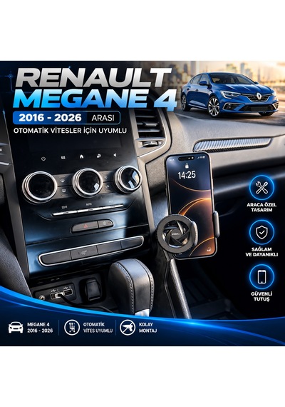 Renault Megane 4 Otomatik Vites Araç Içi Premium Telefon Tutucu - Araba Telefon Tutacağı Havalandırma Için