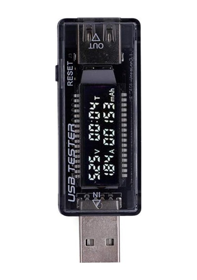 Hellery Usb Metre Gerilim Akım Pil Voltmetre Ampermetre, 3'ü 1 Arada Siyah