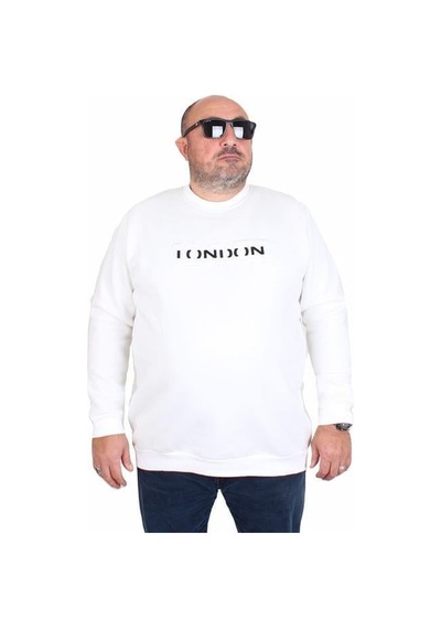 Starbattal Erkek Büyük Beden Sıfır Yaka 3ip Sweat London 24208 Ekru Ekru