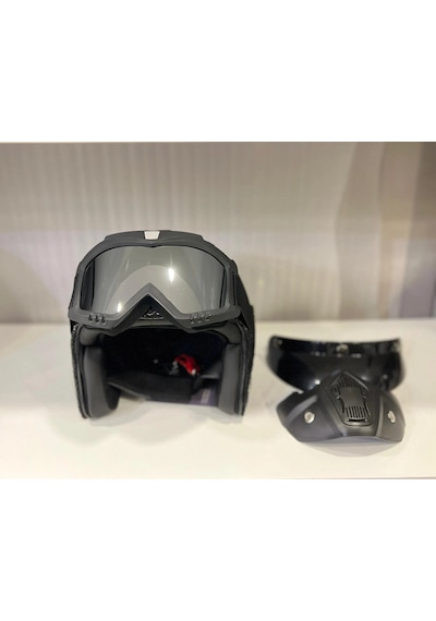 Kask Tex 701 Jyt Siyah Deri + Kask Maskeli