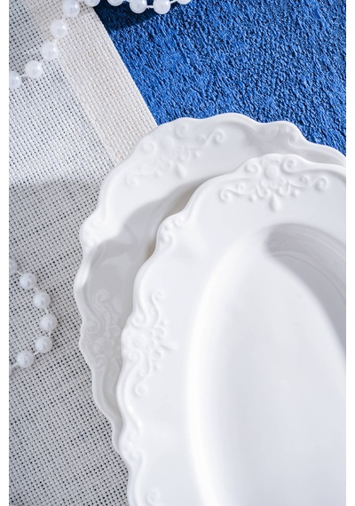 Acar King Oval Kayık Tabak - 20 Cm Beyaz