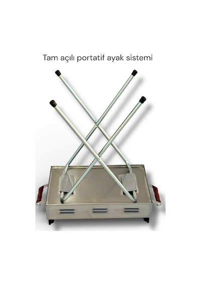 Paslanmaz Çelikten Katlanır Ayaklı ve 3 Kademeli Mangal 50x30x70cm Çantalı
