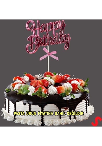 Happy Birthday Pasta Süsü, 23cm X 12,5cm - Pembe