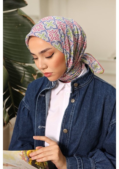 Silk Home Pusula Desen Soft Pamuk Eşarp Krem