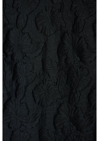 Sateen Dokulu Kısa Kollu Bluz - Siyah-137448