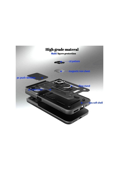 Poco X8 Pro Max Uyumlu Tank Kılıf - Yüzüklü Extra Darbe Koruma Zırhlı Outdoor Kapak - Kırmızı