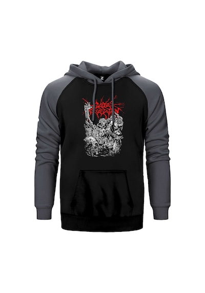 Cattle Decapitation Design Classic Gri Renk Reglan Kol Kapşonlu Sweatshirt Gri