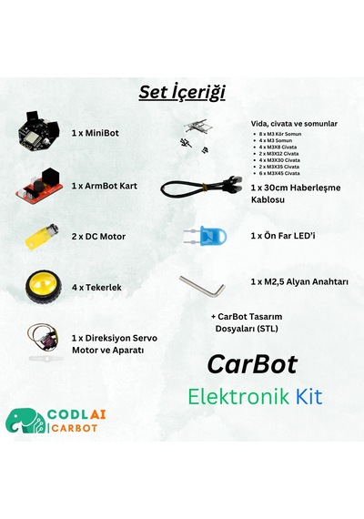 Codlaı Carbot Lite Başlangıç Seviyesi Programlanabilir Robotik Araba - Kendin Yap Dıy Eğitici Robot