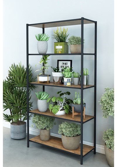 Scarlet 5 Raflı Çiçeklik Saksılık Saksı Standı Dekoratif Çok Amaçlı Raf 150 Cm Atlantikçam Kahverengi