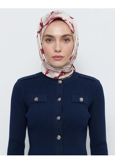 Bushu Noir Twill Eşarp Krem - Bordo