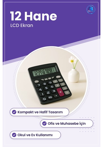 Masaüstü Hesap Makinesi Haneli Lcd Ekran Ofis Muhasebe Kasa Okul Çok Renkli