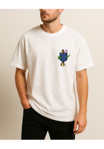 Oyuncak Hikayesi Cep Tasarımı Baskılı T-shirt Beyaz