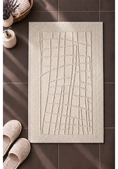 Sakura Sk016a Doğal Pamuk 2'li Banyo Paspas Seti 60x100 60x50cm Kaymaz Taban Makinada Yıkanabilir Kemik