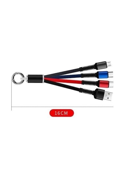 Işıklı Anahtarlık Model 3 İn 1 Usb Şarj Kablosu Mikro Type c Ve Apple Uyumlu iPhone 16cm