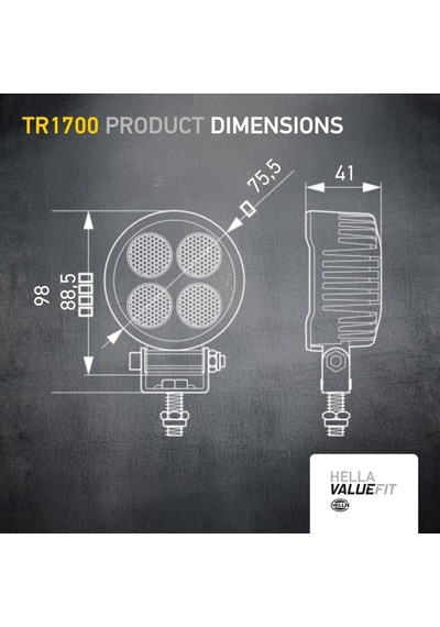 Hella Led-çalışma Farı Tr1700-24/12v - 1700lm - Vidalanmış/montaj - Hareketli Montaj Barı - Yakın Alan Aydınlat