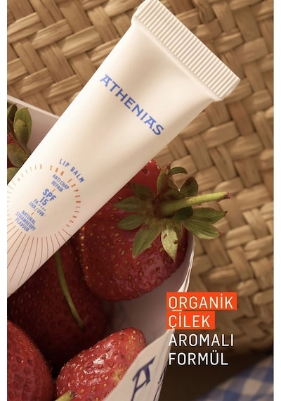 Athenias Lip Balm Anti Chap 15 gr Spf15 Organik Çilek Aromalı Dudak Bakımı Çatlak Karşıtı