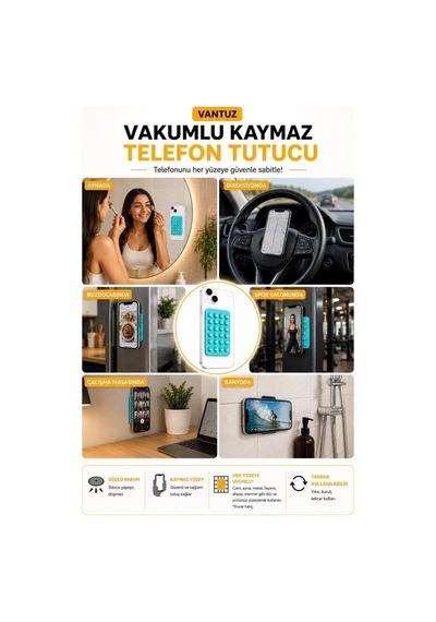 Cep Telefonu Tutucu Vantuzlu Vakumlu Kaymaz Tüm Telefonlar İle Uyumlu Yapışkanlı Telefon Tutucu Sarı Diğer