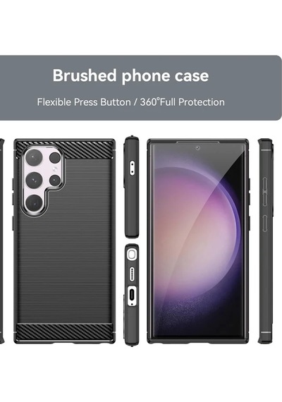 Microcase Sam S24 Ultra Brushed Carbon Fiber Silikon Kılıf-al3332
