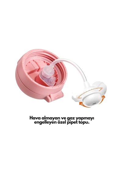 Rovco 220ml Pipetli Sevimli Hayvan Desenli Pervaneli Akıllı Pipet Toplu Tritan Su Matarası Lacivert-pudra-kırmızı 0