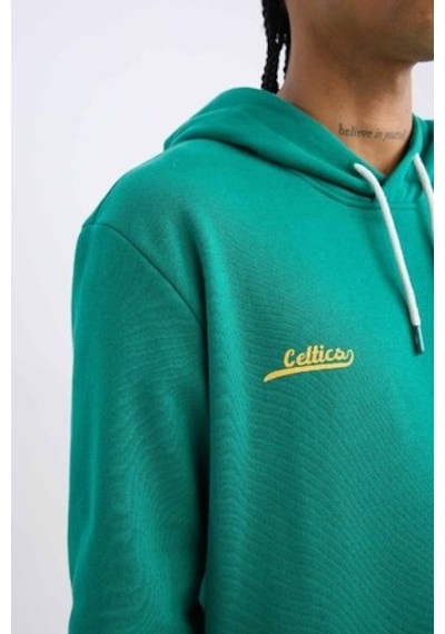 DeFactoFit NBA Boston Celtics Standart Fit Kapüşonlu Sırt Baskılı Kalın Sweatshirt Y7320AZ24AUGN1046 Yeşil