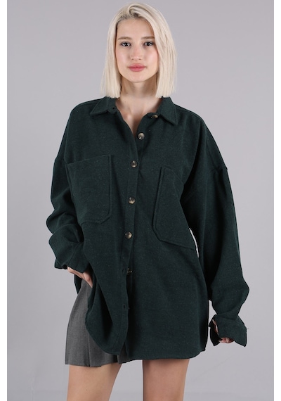 Madmext Yeşil Oversize Gömlek Ceket Mg1562 Yeşil