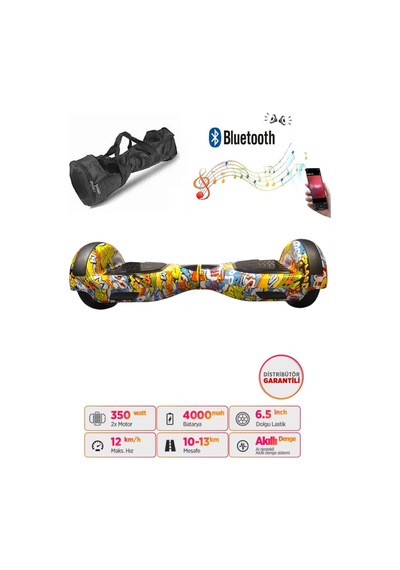 Citymate Hoverboard 6.5 inch Elektrikli Kaykay Scooter Bluetooth Hoparlörlü Çanta Hediye D25