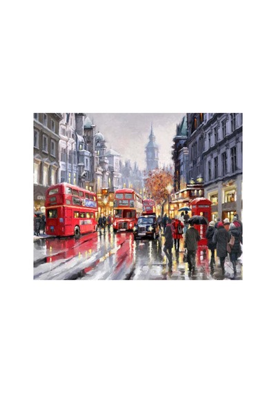 Londrada Yağmur Sticker Çerçevesiz 70x90 Sayılarla Boyama Hobi Seti