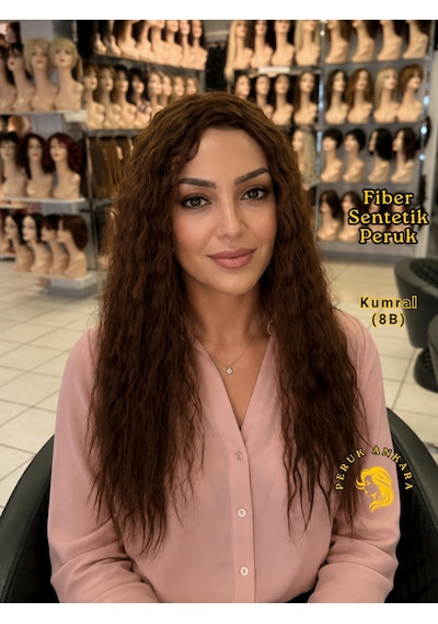 Afro Dalgası Peruk Fiber Sentetik Kumral