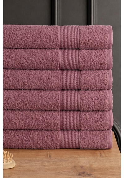 Güvenal Blanc 6'lı 50x90cm El Yüz & Saç Havlusu Seti Havlu El Havlusu Banyo Havlusu I Çeyiz Havlusu - Mürdüm