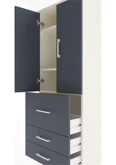 Arges Dolap 3 Raflı 3 Çekmeceli 2 Kapaklı 60x30x163 Aytaşı-antrasit Aytası
