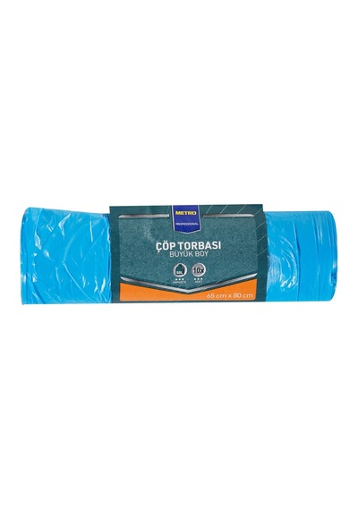 Metro Professıonal Çöp Torbası 65x80 Cm 10 Adet Dayanıklı Mavi 2'li Ekonomik Paket - 2 Adet Tarı