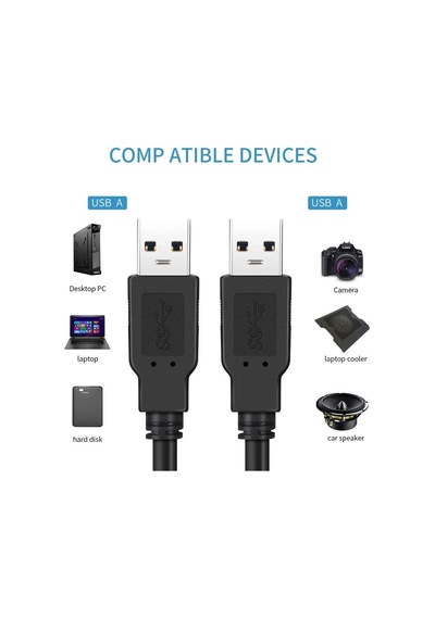 Tr Px-usb10 1 Metre Usb To Usb Erkek Kablo, Usb-a Erkek Erkek Bağlantı Kablosu, Notebook Soğutucu Usb Kablosu, Usb Fa Diğer